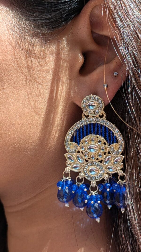 Royal blue Maharani Chandbalis - Image 2