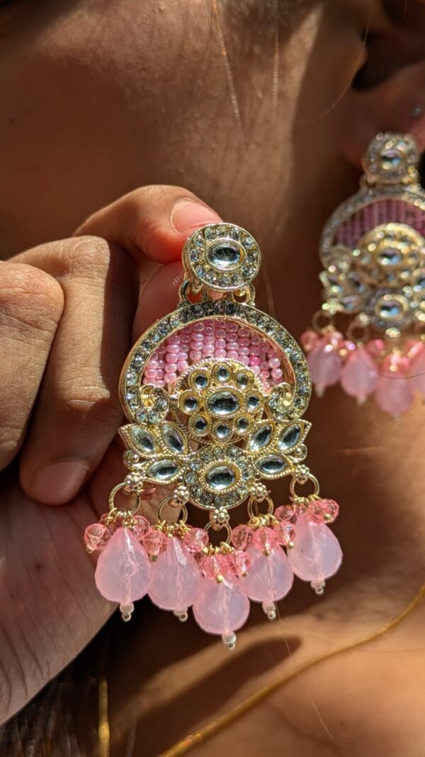Pink Maharani Chandbalis - Image 2
