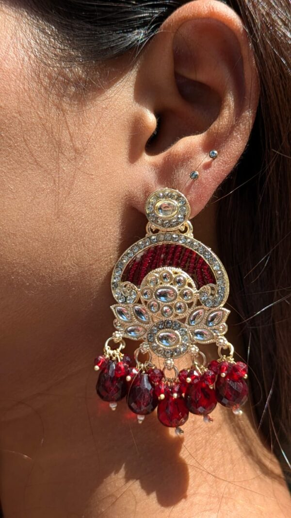 Colour of love maroon Maharani Chandbalis - Image 2
