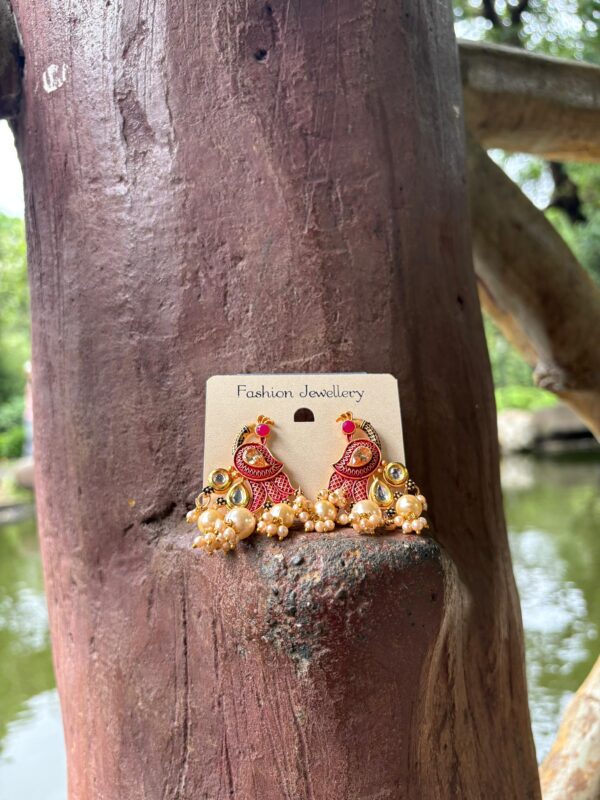 Peacock pink Jhumki - Image 2